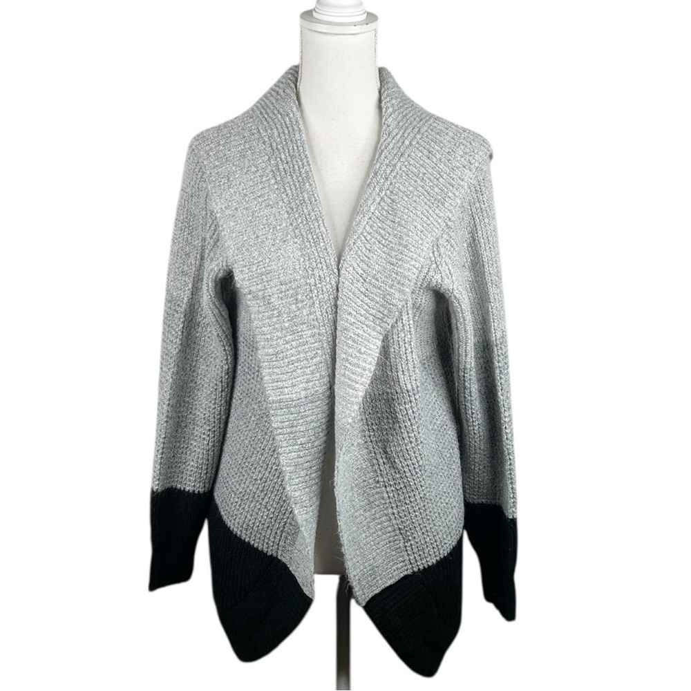 No Boundaries Gray Black Stripe Knit Winter Fall Open Cardigan Sweater Hoodie XL